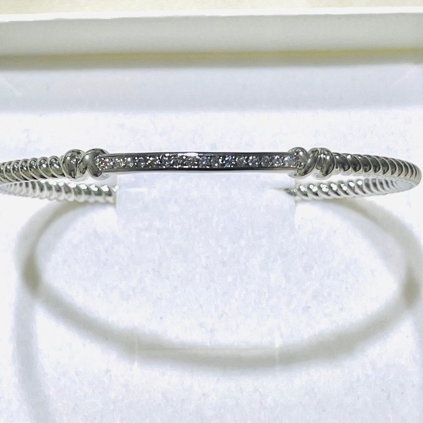 Open Bangle Bracelet | Platinum Settings | Diamond Accent | Adjustable up to 19 cm product photo 5