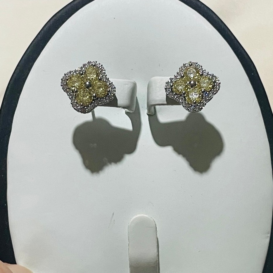 Peridot & Diamond-Accent Stud Earrings | Platinum Settings | Elegant Halo Design product photo 4