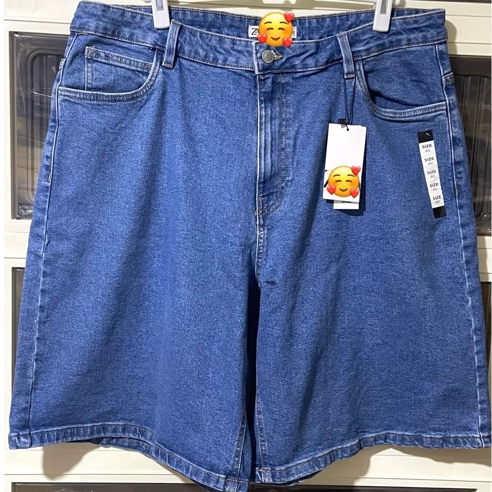 Z@r@ Denim Jorts | Medium Wash Blue | Bermuda Length | Size 40 product photo 3