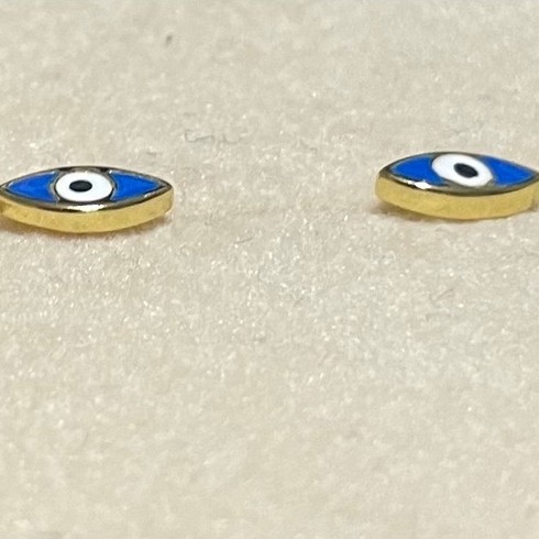 Tiny Evil Eye Enamel Stud Earrings | 18K Gold Setting | Protection & Good Luck Charm product photo 3