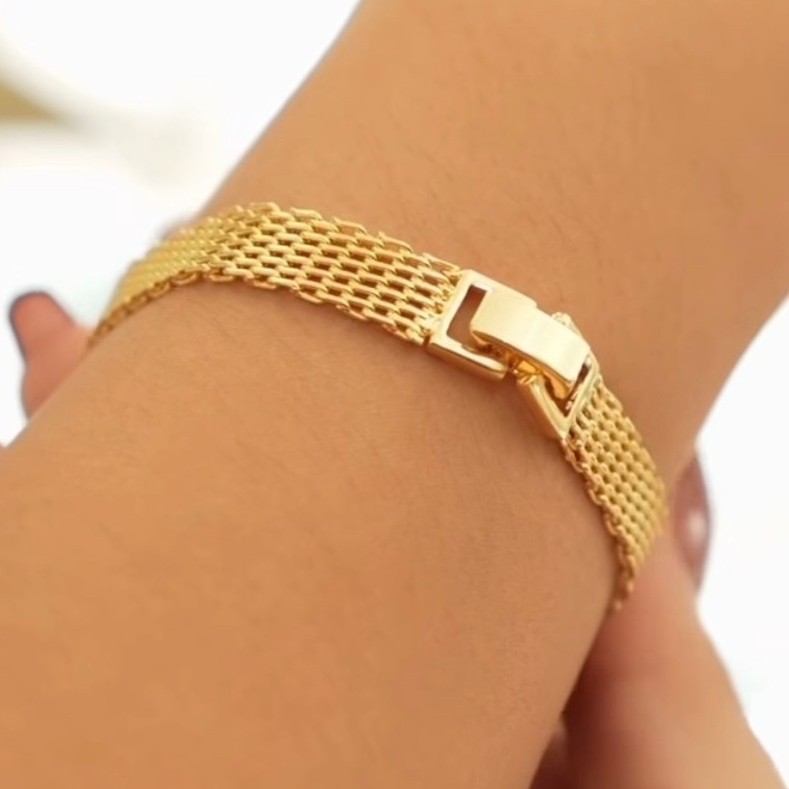 Vintage Mesh Bracelet | 18K Yellow Gold Settings | Solid Lock | 17–17.5 cm product photo 3
