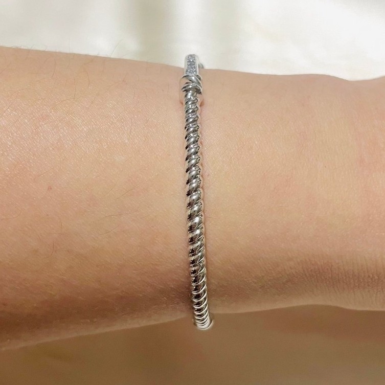 Open Bangle Bracelet | Platinum Settings | Diamond Accent | Adjustable up to 19 cm product photo 3