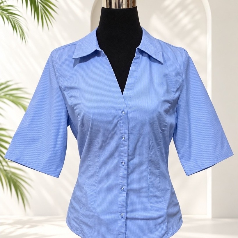 Ladies 3/4 Sleeve Manhattan Striped - L. blue product photo 2