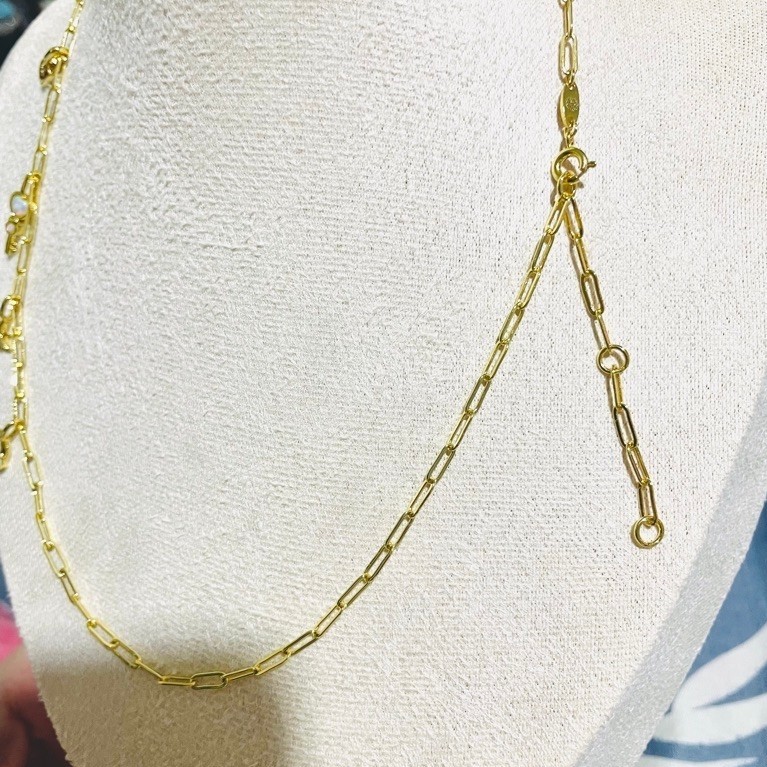 Celestial Charm Paperclip Chain Necklace | 18K Yellow Gold Setting |Adjustable 18.5–20.5” product photo 5