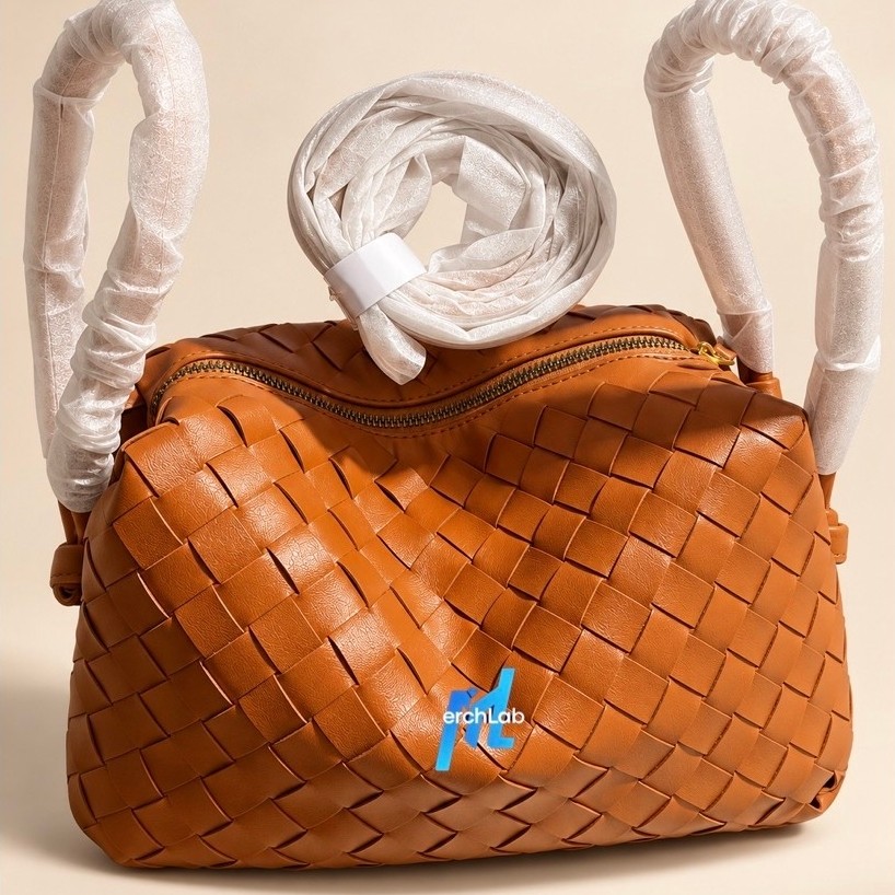 Women's Woven PU Leather Bag | 3-Way Handbag, Shoulder Bag & Sling Bag | Spacious | Camel Brown product photo 3