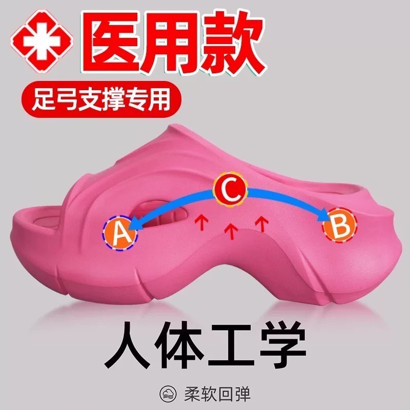 Flat foot arch support slippers, EVA non-slip, odor-resistant, soft, thick sole, height-increas - Image 2