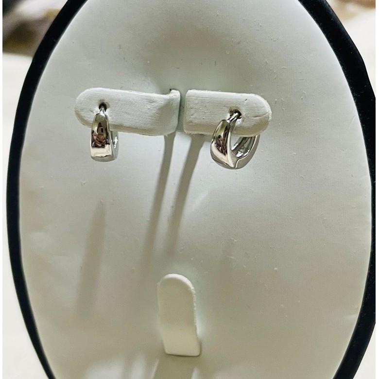 Tiny Huggie Hoop Earrings | Sleek Tapered Design | Platinum Setting | Petite Size product photo 3