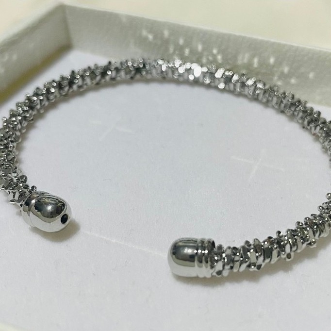 Paparazzi-Inspired Twisted Open Bangle | Platinum Settings | Adjustable up to 19cm product photo 2
