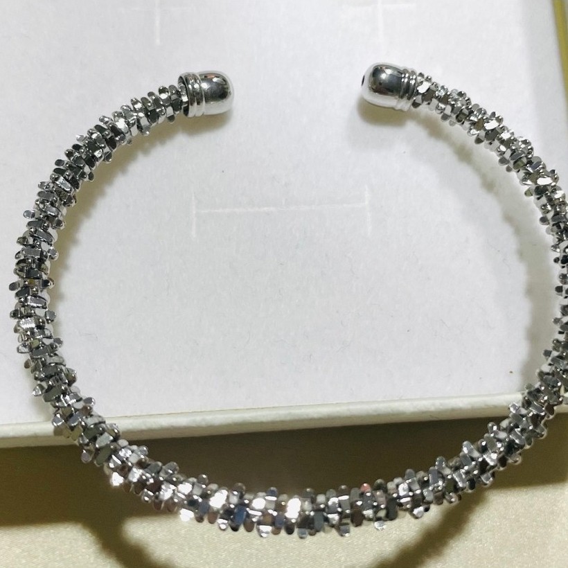 Paparazzi-Inspired Twisted Open Bangle | Platinum Settings | Adjustable up to 19cm