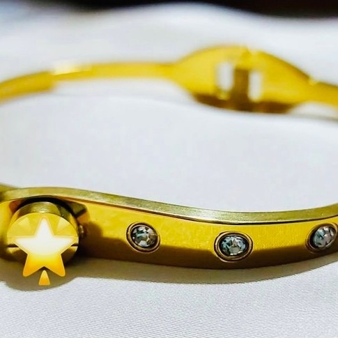 Diamond-Accented Bangle | Adjustable 17–18cm | Yellow Gold Setting product photo 3