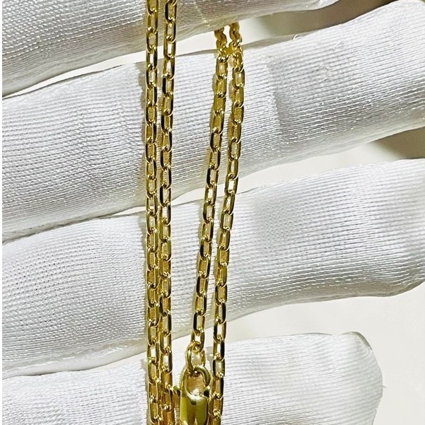 Tiny Paper Clip Chain Necklace | 16 Inches | 18K Yellow Gold Settings | Round-Cut Links product photo 5