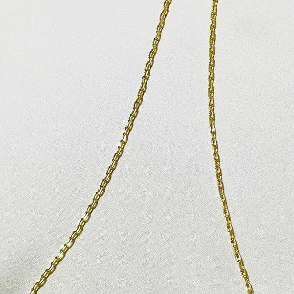 Tiny Paper Clip Chain Necklace | 16 Inches | 18K Yellow Gold Settings | Round-Cut Links product photo 2