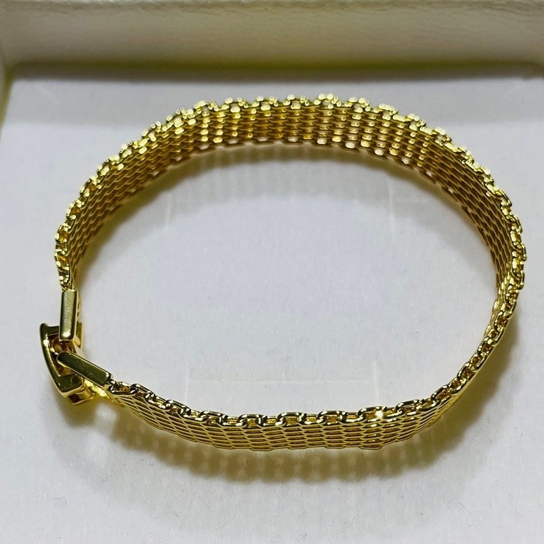 Vintage Mesh Bracelet | 18K Yellow Gold Settings | Solid Lock | 17–17.5 cm product photo 2