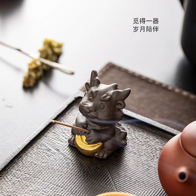Hot Creative Zodiac Purple Clay Incense Holder, Cute Incense Burner, Tea Ceremony Accessories, Tea