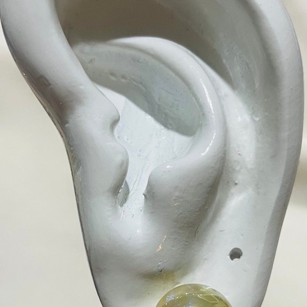Yellow Pearl Candy Stud Earrings | Yellow Gold Settings | Multicolor Glitter Effect product photo 5