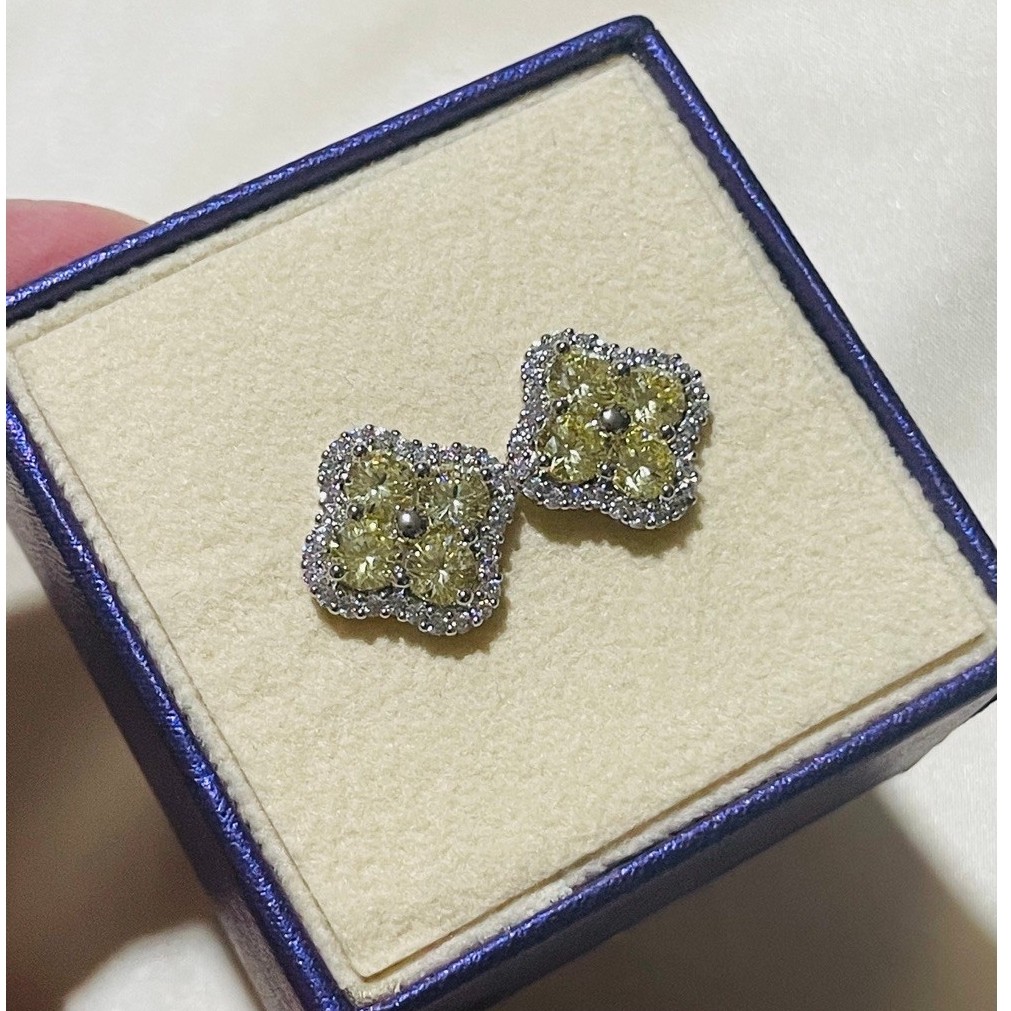 Peridot & Diamond-Accent Stud Earrings | Platinum Settings | Elegant Halo Design product photo 1