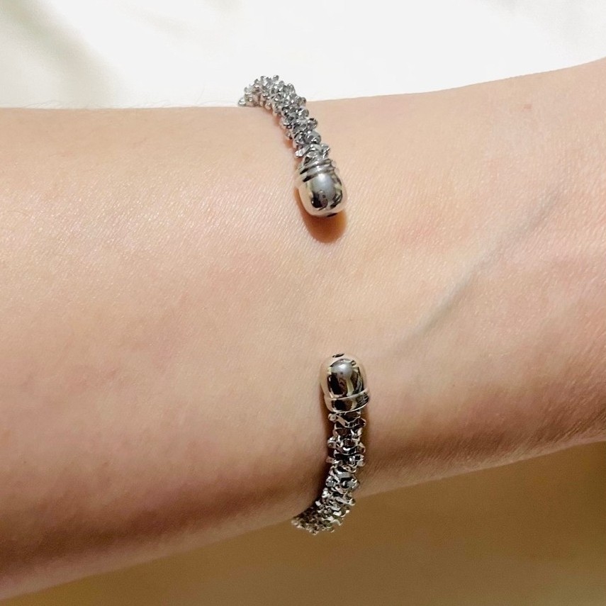 Paparazzi-Inspired Twisted Open Bangle | Platinum Settings | Adjustable up to 19cm product photo 5