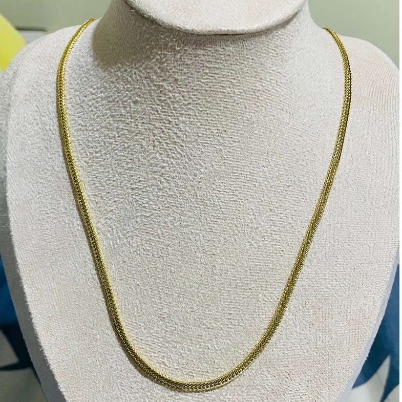 Japan Chain Necklace | Woven Diagonal Link Design | Triple-Lock Clasp | 22 Inches | Unisex product photo 2