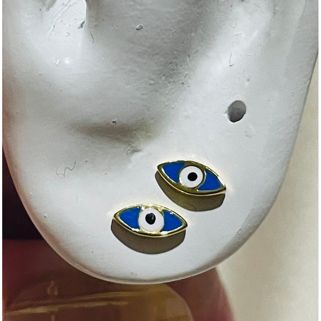 Tiny Evil Eye Enamel Stud Earrings | 18K Gold Setting | Protection & Good Luck Charm product photo 5