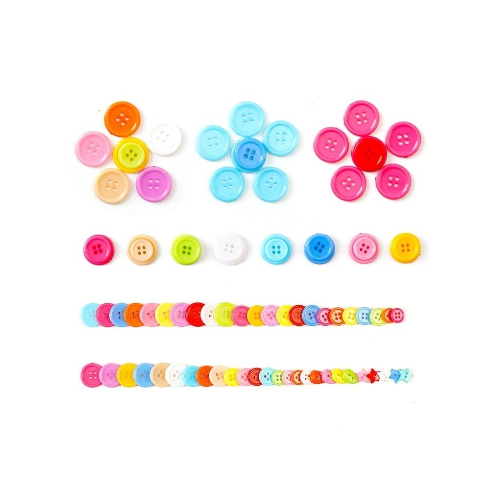 Colorful small button DIY craft kit, kindergarten creative collage, children's resin round buttons - Image 2