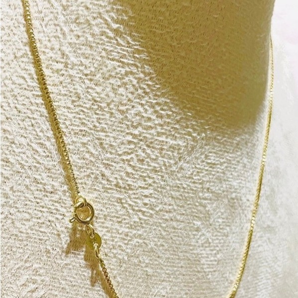 Classic Box Chain Necklace | Thin Box Link Design | 18K Yellow Gold Setting | 16 Inches product photo 4