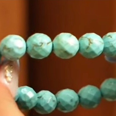 Genuine Turquoise Beaded Bracelet | Faceted Natural Stone | Nevada Turquoise | 7–7.5 Inches product photo 1