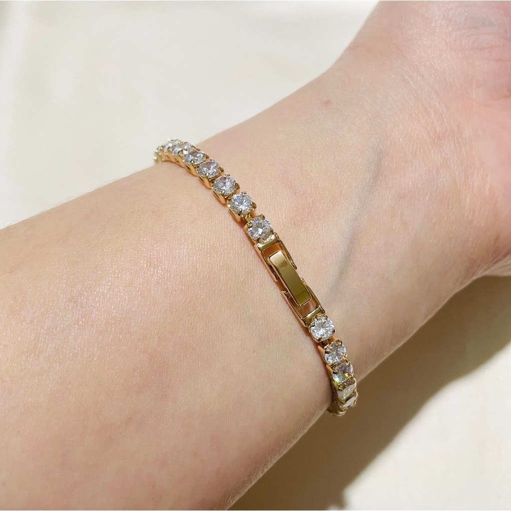 Champagne-Toned Laboratory Diamond Tennis Bracelet | Detachable Link Segment | Elegant & Adjustable product photo 4