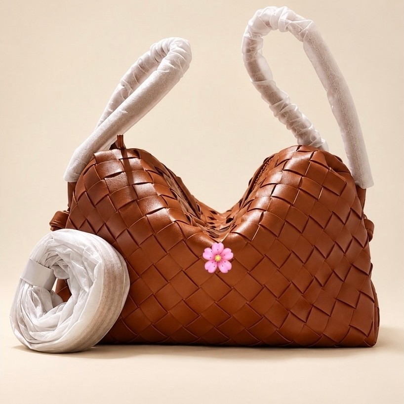Women's Woven PU Leather Bag | 3-Way Handbag, Shoulder Bag & Sling Bag | Spacious | Camel Brown