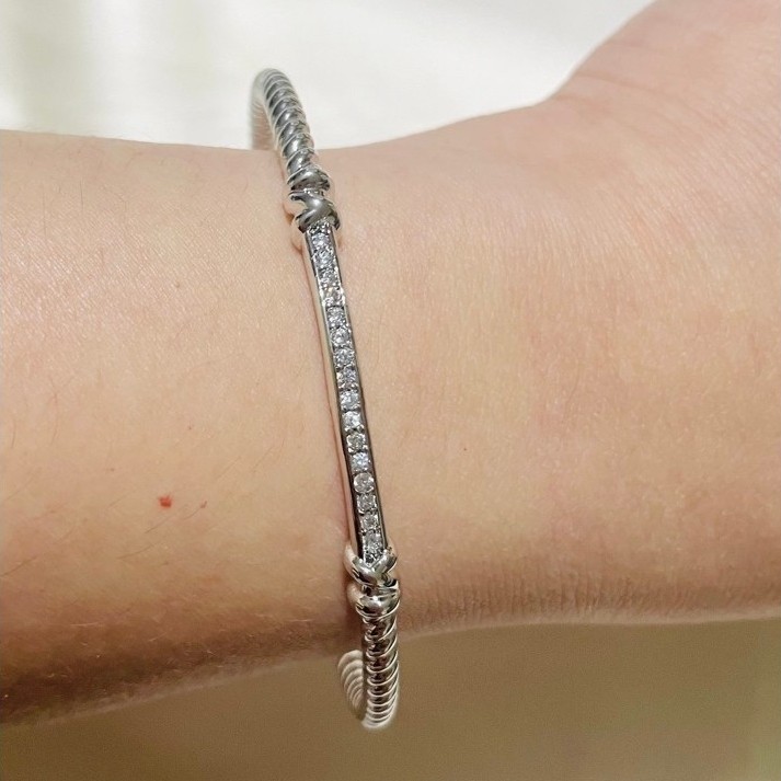 Open Bangle Bracelet | Platinum Settings | Diamond Accent | Adjustable up to 19 cm product photo 2