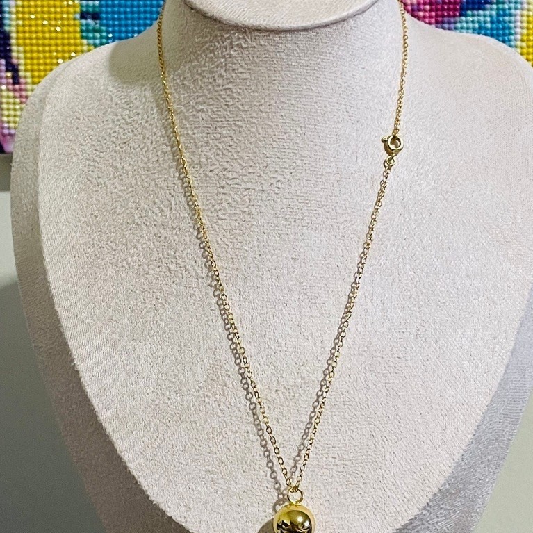 Ball Pendant Necklace | Polished Gold Ball Charm | 18K yg settings product photo 2
