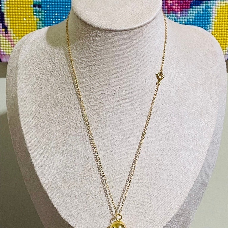 Ball Pendant Necklace | Polished Gold Ball Charm | 18K yg settings product photo 1