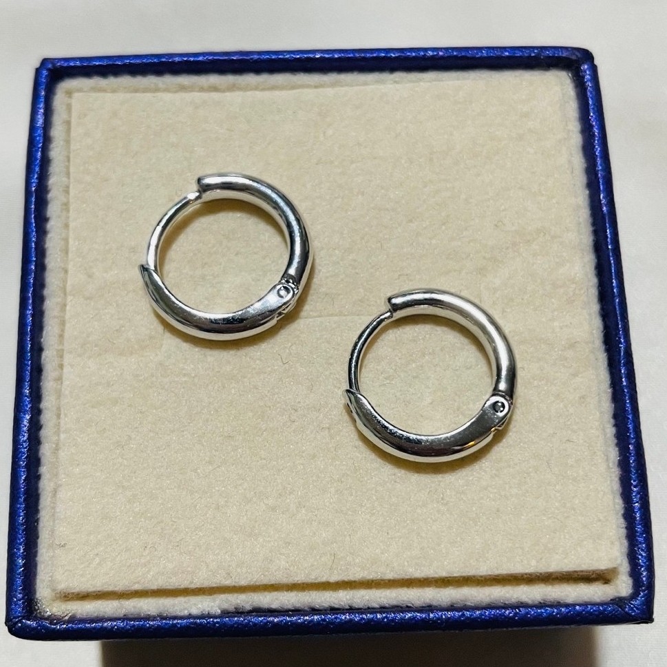 Minimalist Rounded Huggie Hoop Earrings | Platinum Settings | Small & Classic product photo 2