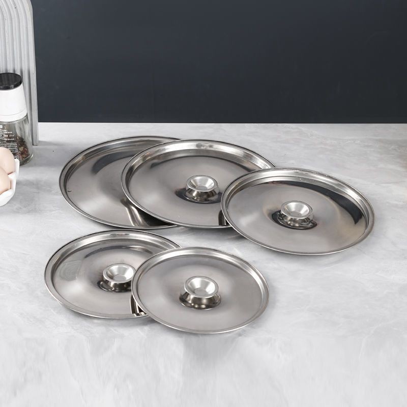 Stainless steel oil drum lid, round multi-purpose 8-inch seasoning jar lid, pot lid, thickened li - Image 5