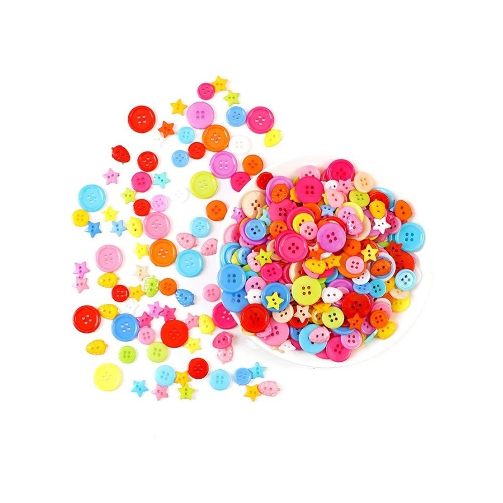 Colorful small button DIY craft kit, kindergarten creative collage, children's resin round buttons - Image 4