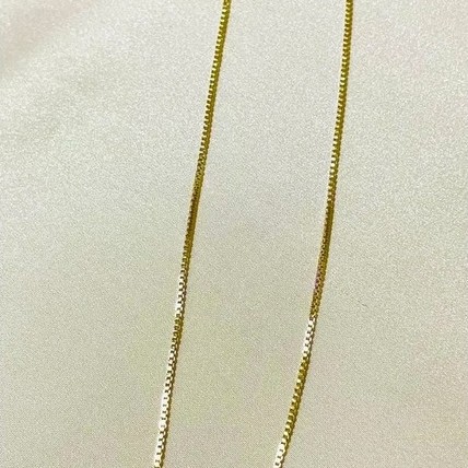 Classic Box Chain Necklace | Thin Box Link Design | 18K Yellow Gold Setting | 16 Inches product photo 5