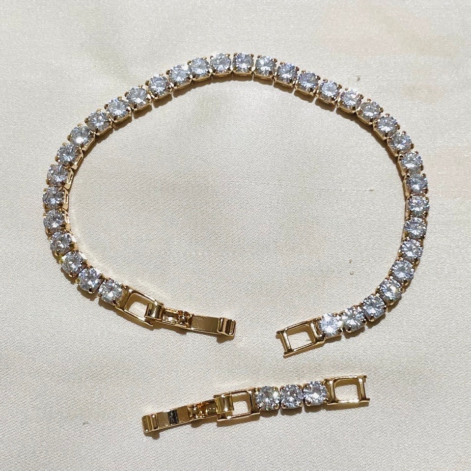 Champagne-Toned Laboratory Diamond Tennis Bracelet | Detachable Link Segment | Elegant & Adjustable product photo 2