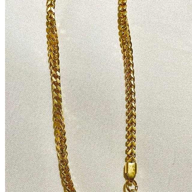 Wheat Chain Bracelet | Braided Box-Link Design | Rich 18K Yellow Gold Setting | 8 Inches product photo 2