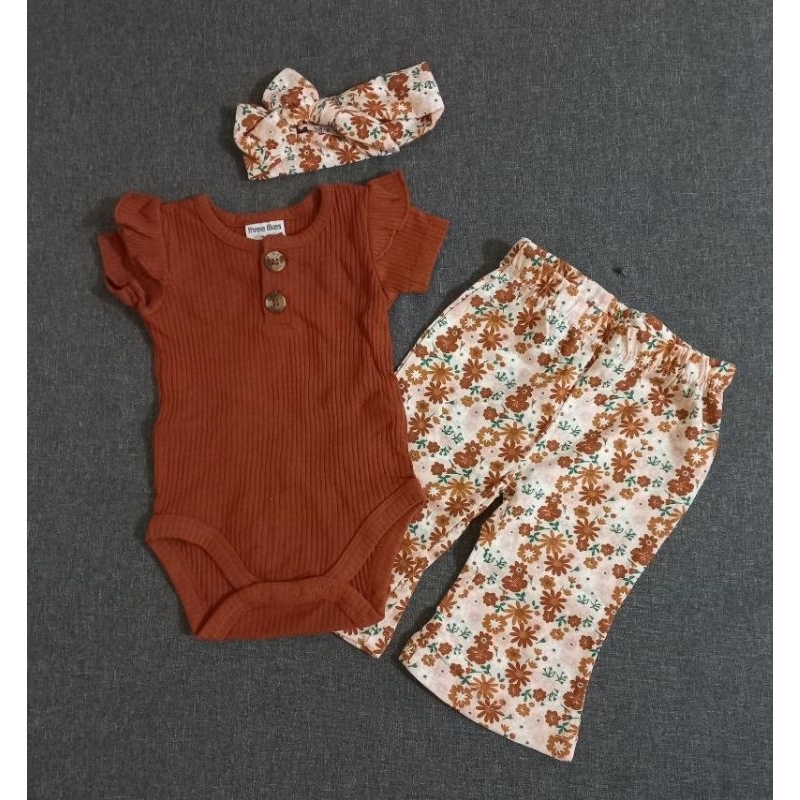 Earth Color 3pc Set (Raffles Onsie,Pants and Turban) | Shopee Philippines