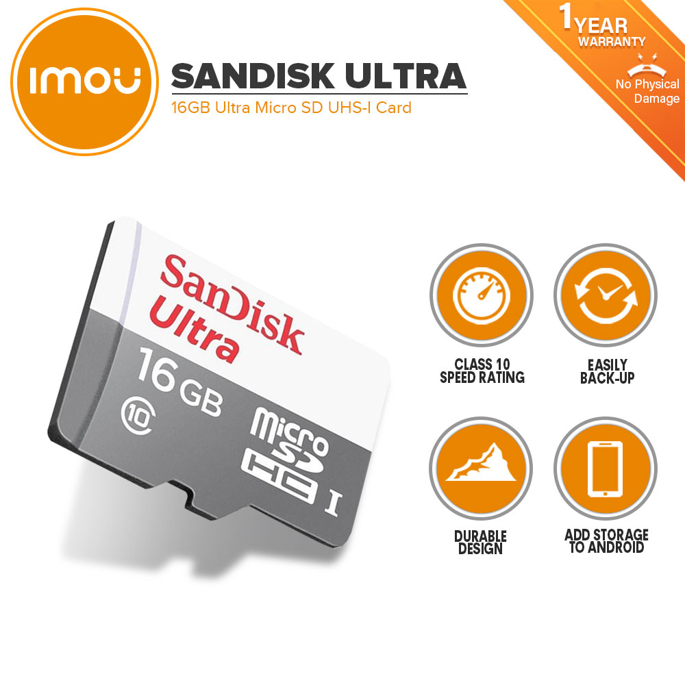 SanDisk Ultra Micro SD Card SDHC 16GB Class 10 UHSI Memory Card (Speed