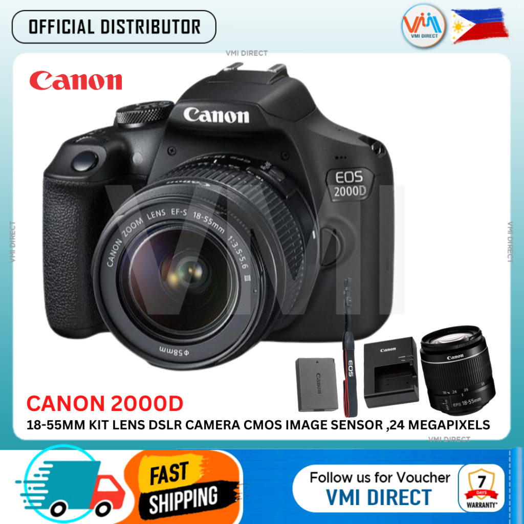 CANON 2000D WITH 1855MM KIT LENS DSLR CAMERA CMOS IMAGE SENSOR ,24