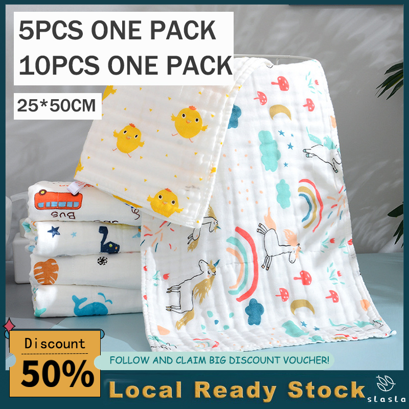 10pc Set 100 Six Layer Cotton Soft Muslin Wash Burping Cloth Towel
