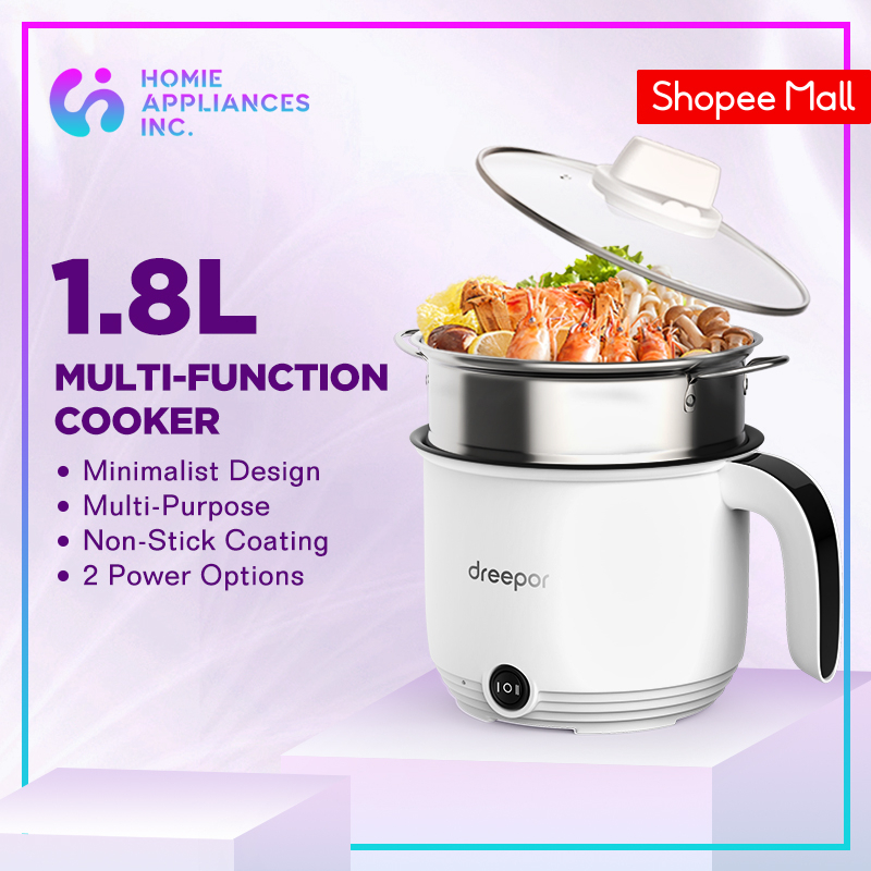 Dreepor 1.8L Mini Rice Cooker Multi-Function with Steamer Non-Stick ...