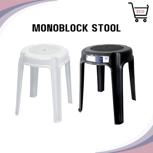 Monoblock Stool Plastic Chair Plain White and Black Shopee Philippines
