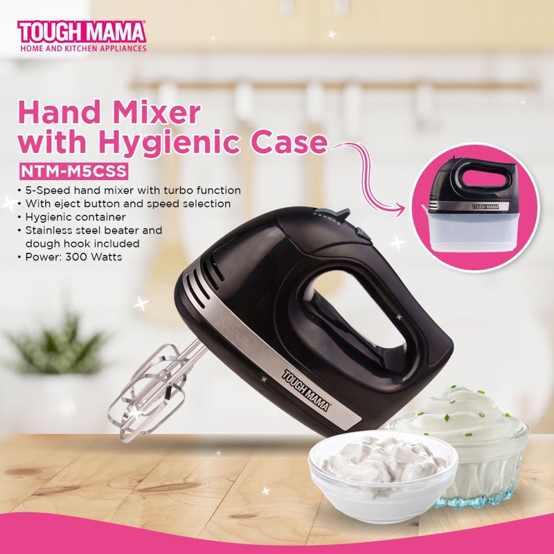 Tough Mama NTMM5CSS Hand Mixer with Hygienic Case Black Hand Mixer