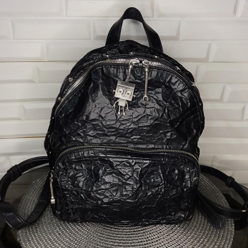 Charles & Keith Robot charm wrinkled backpack | Shopee Philippines