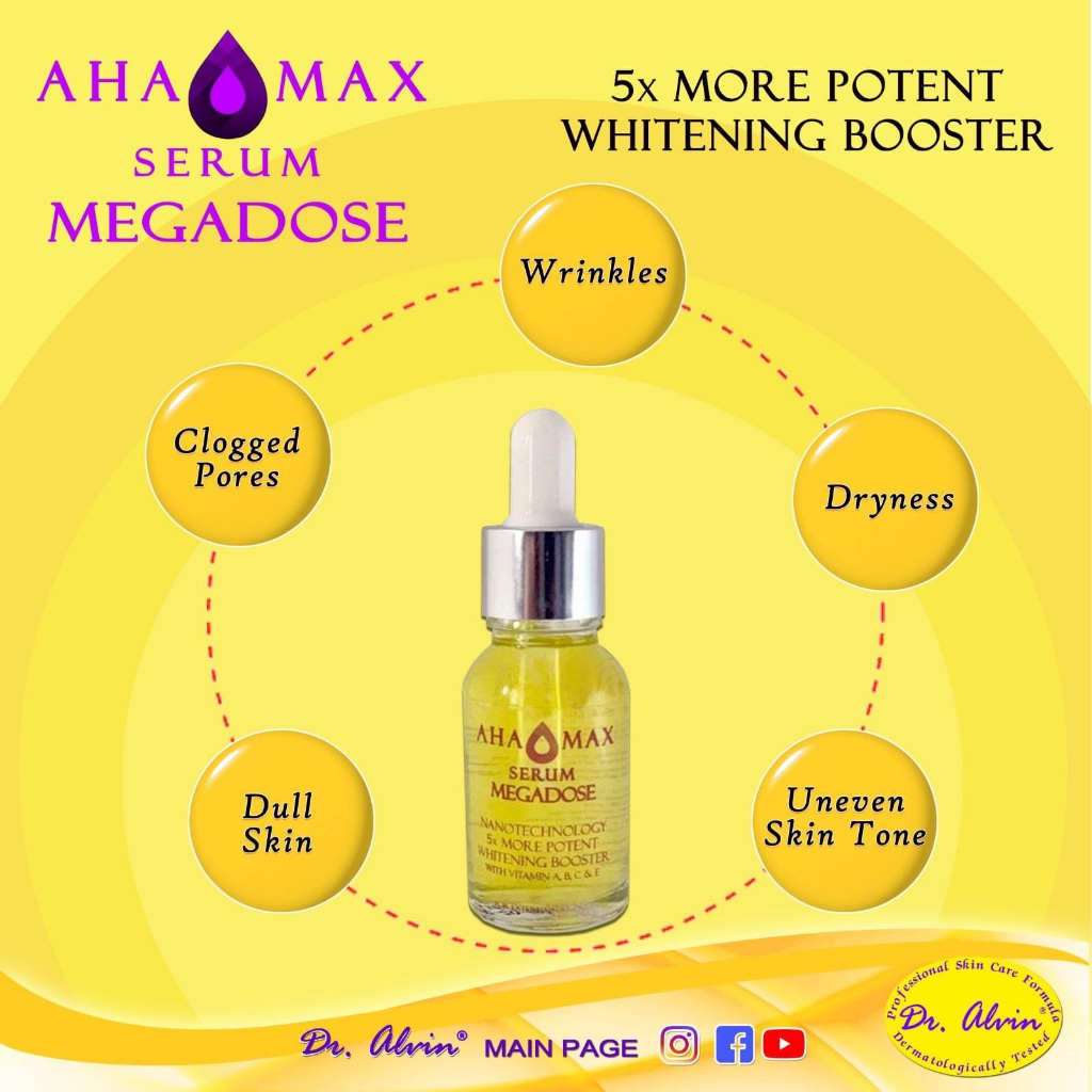 AHA Megadose Serum Whitening Booster with Vit A,B,C and E by Dr. Alvin