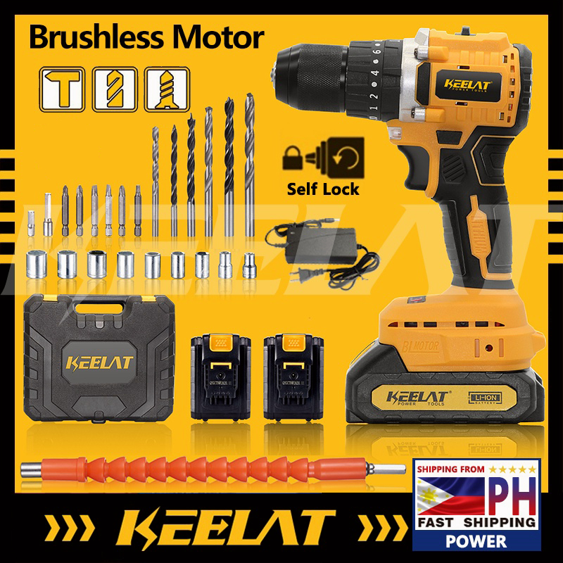 KEELAT Brushless Drill Cordless Impact Drill Electric Screw Driver