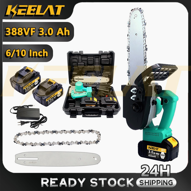 Keelat V Cordless Chain Saw Mini Chainsaw Tree Cutter Gergaji Elektrik Electric Hand