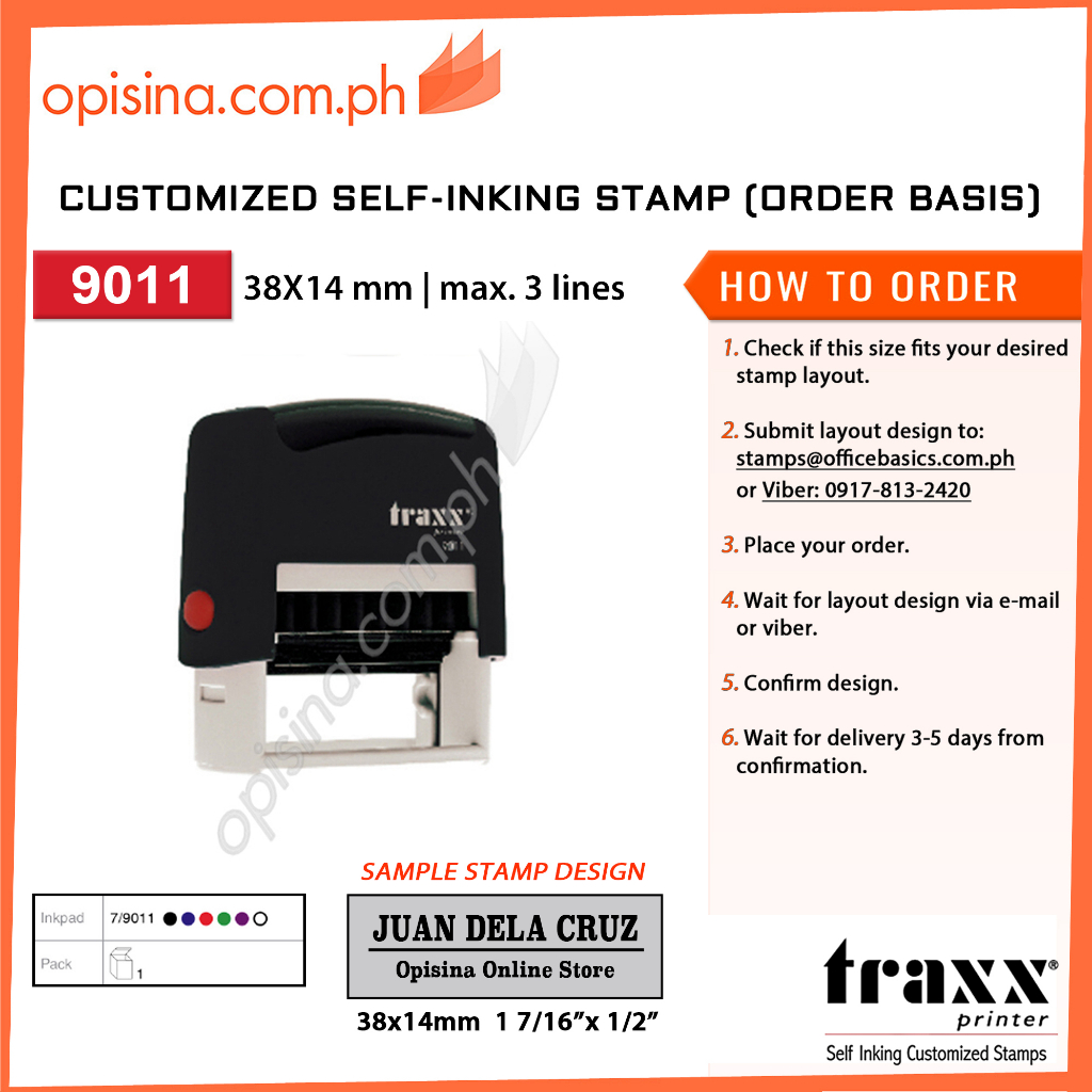 TRAXX CUSTOMIZED SELFINKING STAMP 9011, 38X14 MM Shopee Philippines