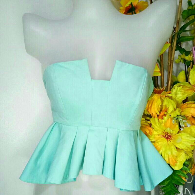 Preloved Light Blue Corset Top Bardot Shopee Philippines